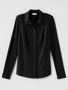 J. Jill Classic Black Ponte Knit Button Front Shirt Size LP Fall 2025 Collection